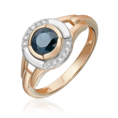 Кольцо из золота р. 17,5 PLATINA jewelry 01-5735-00-105-1111, сапфир/бриллиант