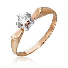 Кольцо из белого/красного золота р. 16,5 PLATINA jewelry 01-0101-00-101-1111-30, бриллиант