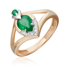 Кольцо из золота р. 17,5 PLATINA jewelry 01-5733-00-106-1111, изумруд/бриллиант