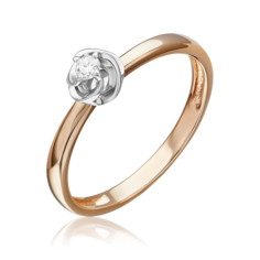 Кольцо из белого/красного золота р. 19 PLATINA jewelry 01-5801-00-101-1111, бриллиант
