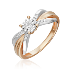 Кольцо из белого/красного золота р. 17,5 PLATINA jewelry 01-5725-00-101-1111, бриллиант