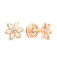 Серьги из красного золота 585Gold 302007027, фианит
