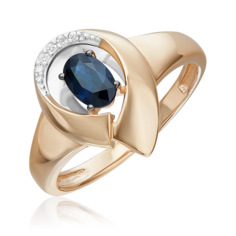 Кольцо из золота р. 18 PLATINA jewelry 01-5747-00-105-1111, сапфир/бриллиант