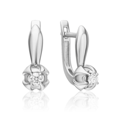 Серьги из белого золота PLATINA jewelry 02-5345-00-101-1120, бриллиант