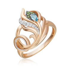 Кольцо из золота р. 18 PLATINA jewelry 01-5786-00-713-1111, топаз/хромдиопсид