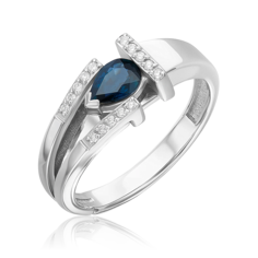 Кольцо из белого золота р. 17,5 PLATINA jewelry 01-5746-00-105-1120, сапфир/бриллиант