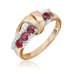 Кольцо из золота р. 17,5 PLATINA jewelry 01-5755-00-107-1111, рубин/бриллиант