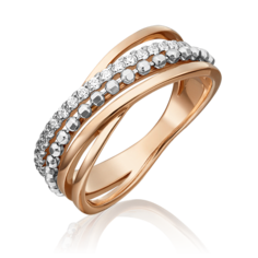Кольцо из белого/красного золота р. 17,5 PLATINA jewelry 01-5327-00-401-1111-03, фианит
