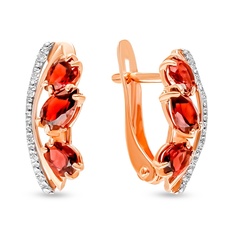 Серьги из красного золота 585Gold 202010461, гранат\фианит
