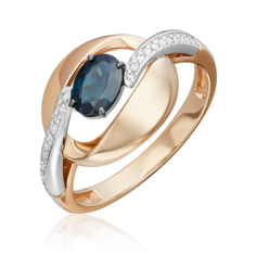 Кольцо из золота р. 19 PLATINA jewelry 01-5726-00-105-1111, сапфир/бриллиант