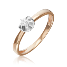 Кольцо из белого/красного золота р. 18 PLATINA jewelry 01-5809-00-101-1111, бриллиант