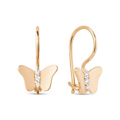 Серьги из красного золота 585Gold 602001761, фианит