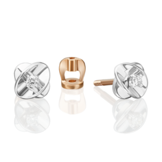 Серьги пусеты из белого/красного золота PLATINA jewelry 02-5356-00-101-1111, бриллиант