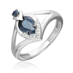 Кольцо из белого золота р. 17,5 PLATINA jewelry 01-5733-00-105-1120, сапфир/бриллиант
