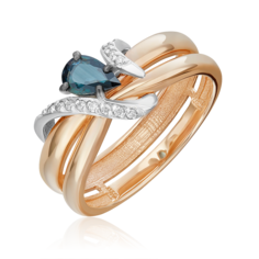 Кольцо из золота р. 18 PLATINA jewelry 01-5724-00-105-1111, сапфир/бриллиант