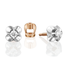 Серьги пусеты из белого/красного золота PLATINA jewelry 02-5350-00-101-1111, бриллиант