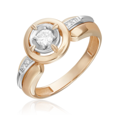 Кольцо из белого/красного золота р. 17,5 PLATINA jewelry 01-5744-00-101-1111, бриллиант