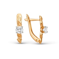Серьги из красного золота 585Gold 302007222, фианит
