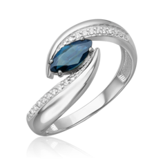 Кольцо из белого золота р. 17,5 PLATINA jewelry 01-5738-00-105-1120, сапфир/бриллиант