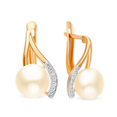 Серьги из красного золота 585Gold 202007794, жемчуг\фианит