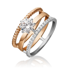 Кольцо из белого/красного золота р. 17,5 PLATINA jewelry 01-5380-00-501-1111-38, фианит