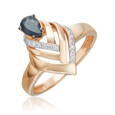 Кольцо из красного золота р. 17,5 PLATINA jewelry 01-5739-00-105-1110, сапфир/бриллиант