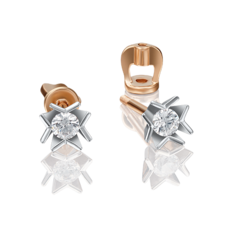 Серьги пусеты из белого/красного золота PLATINA jewelry 02-4162-00-101-1111-30, бриллиант