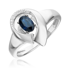 Кольцо из белого золота р. 18 PLATINA jewelry 01-5747-00-105-1120, сапфир/бриллиант