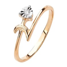 Кольцо из красного золота р. 16,5 585Gold 101016871, бриллиант