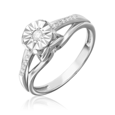 Кольцо из белого золота р. 18 PLATINA jewelry 01-5751-00-101-1120, бриллиант
