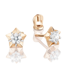 Серьги пусеты из красного золота PLATINA jewelry 02-3635-00-401-1110, фианит