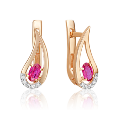 Серьги из красного золота PLATINA jewelry 02-0379-00-107-1110-30, рубин/бриллиант