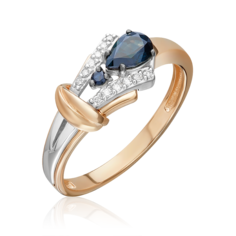 Кольцо из золота р. 18 PLATINA jewelry 01-5727-00-105-1111, сапфир/бриллиант