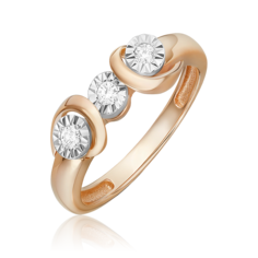 Кольцо из белого/красного золота р. 17,5 PLATINA jewelry 01-5743-00-101-1111, бриллиант