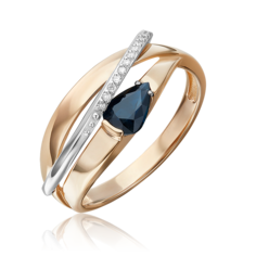 Кольцо из золота р. 18 PLATINA jewelry 01-5756-00-105-1111, сапфир/бриллиант