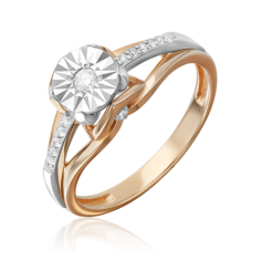 Кольцо из белого/красного золота р. 19 PLATINA jewelry 01-5751-00-101-1111, бриллиант