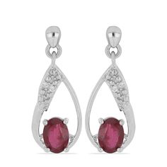 Серьги из серебра Ювелирия T35698, рубин/топаз
