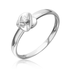 Кольцо из белого золота р. 17,5 PLATINA jewelry 01-5808-00-101-1120, бриллиант