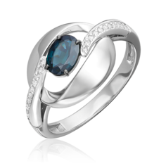 Кольцо из белого золота р. 18 PLATINA jewelry 01-5726-00-105-1120, сапфир/бриллиант