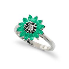Кольцо из серебра р.18,5 Ювелирия T73615, изумруд/бриллиант