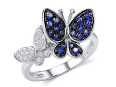 Кольцо из серебра р. 17,5 VALTERA 087601, сапфир искусственный\фианит