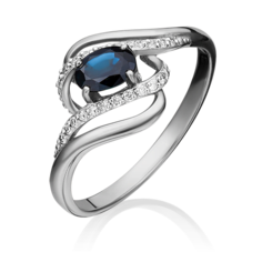 Кольцо из белого золота р.18 PLATINA jewelry 01-1456-00-105-1120-30, сапфир/бриллиант