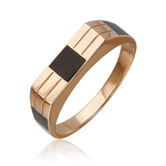 Кольцо печатка из красного золота р.17,5 PLATINA jewelry 01-3619-00-000-1110-25, эмаль
