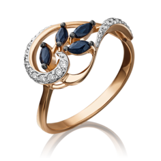 Кольцо из красного золота р.17,5 PLATINA jewelry 01-1363-00-105-1110-30, сапфир/бриллиант