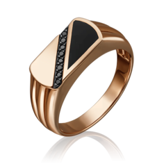 Кольцо печатка из красного золота р.21,5 PLATINA jewelry 01-4541-00-402-1110-25, фианит
