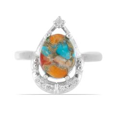 Кольцо из серебра р.20 Ювелирия T39695, бирюза/топаз
