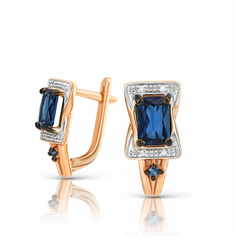 Серьги из красного золота VALTERA 094163, сапфир\бриллиант
