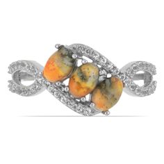 Кольцо из серебра р.19 Ювелирия T48753, яшма/топаз
