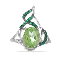 Кольцо из серебра р.21 Ювелирия T40116, изумруд/кварц