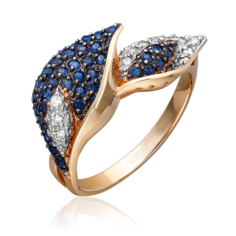 Кольцо из красного золота р.18 PLATINA jewelry 01-1391-00-105-1110-30, сапфир/бриллиант